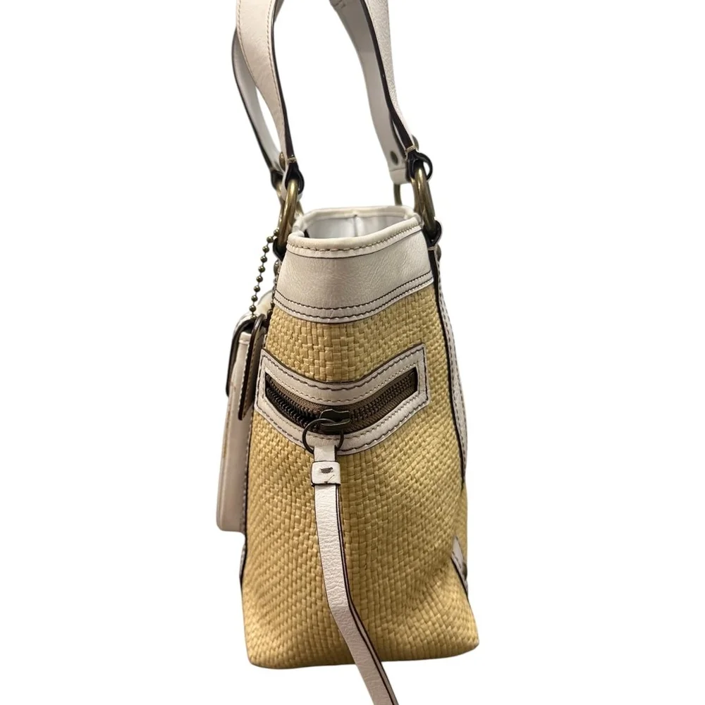 Coach Cream and Tan Tote Bag